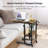 Hadulcet C Shaped Side Table Adjustable, Height Adjustable C Table With Wheels And Storage Shelves For Couch Bed Recliner Rustic Brown