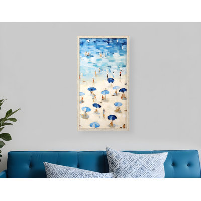 Aerial Beach View White Framed Wall Art