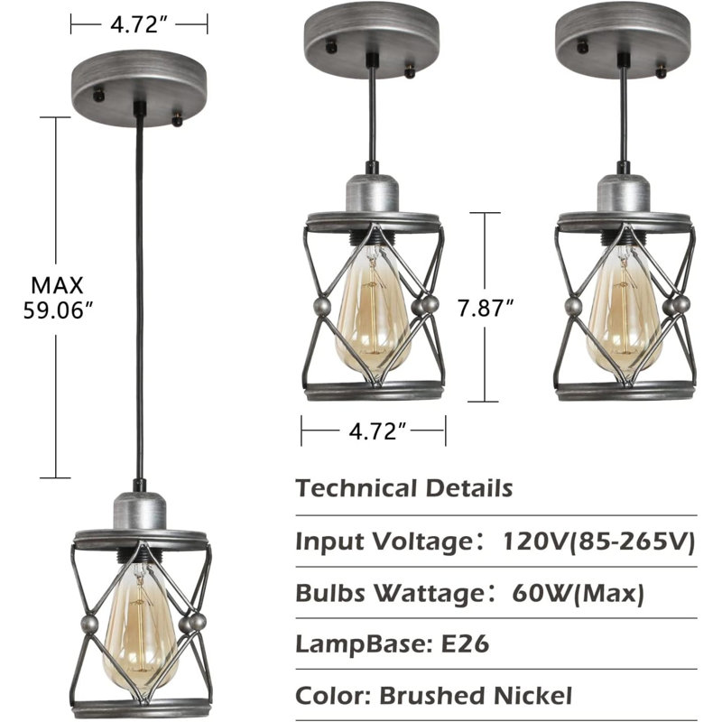 Luminaire suspendu réglable en métal argenté