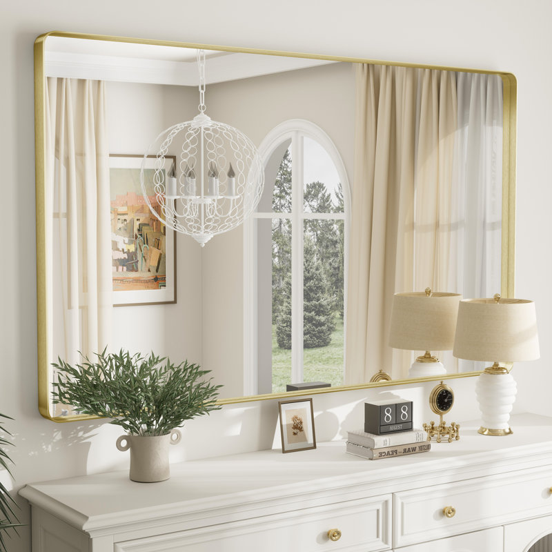 Miroir mural Aevar, 60 po x 36 po, Or brossé