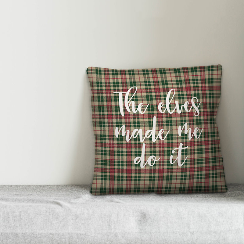  coussin décoratif à carreaux The Elves Made Me Do it in Tartan, Housse de coussin