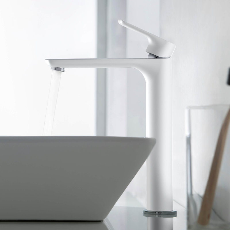Robinet de lavabo vasque monocommande avec bonde Tender, Blanc chromé