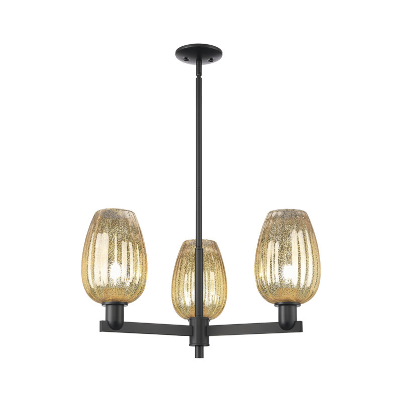 Hailsham - Lustre suspendu 3 lumières, Mercure, Noir mat, Trois lumières