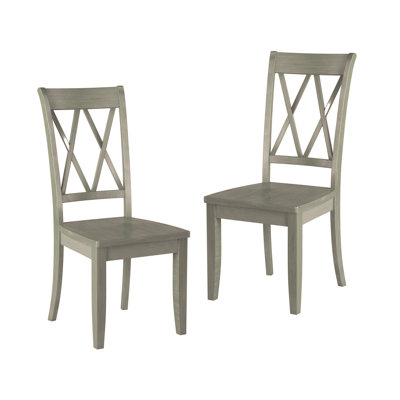 Ensemble de 2 chaises d'appoint de style décontracté sarcelle au fini transitionnel double X