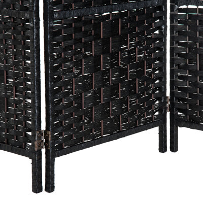 Black 6' Tall Weave Privacy Partition. Stylish For Dorms And Apartments. Artistic Diamond Woven . Convenient Hinge, Easy To Move Store Screen - Black. Adds Dining Rooms. Design. Portable Folding,
