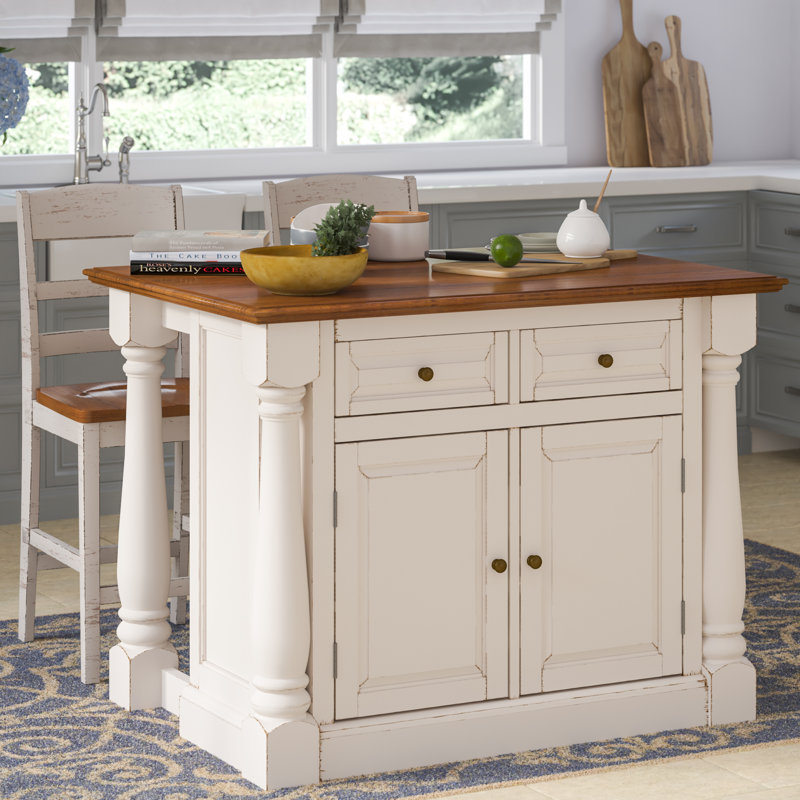 Larchwood Kitchen Island Set, Oak/Solid Wood