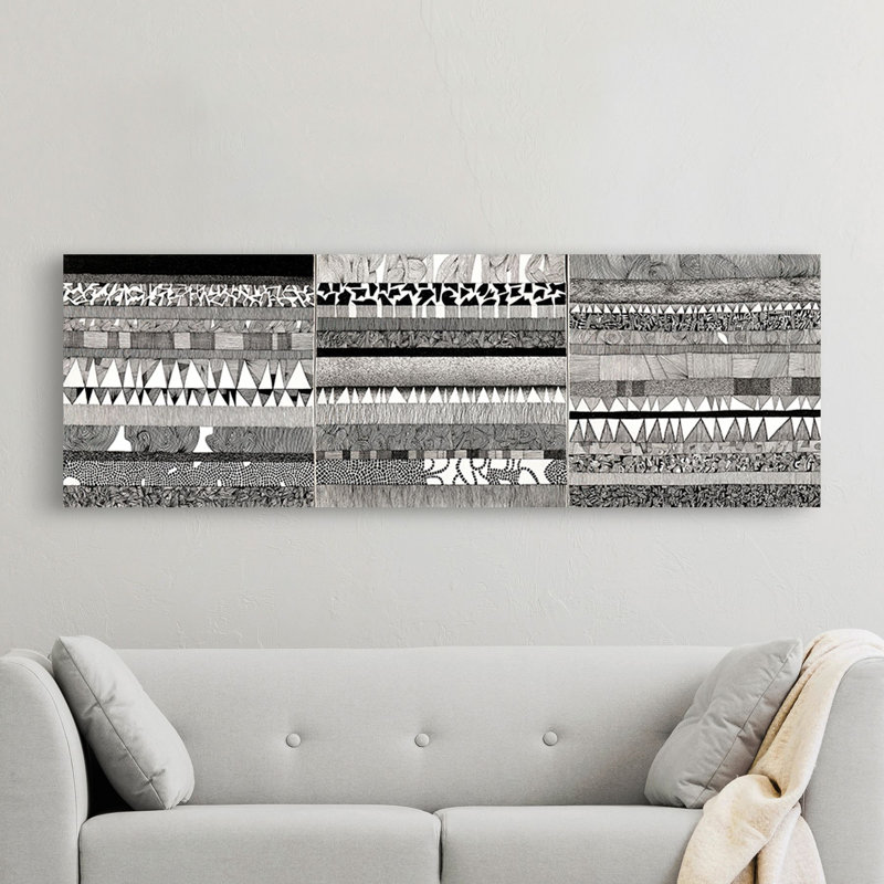 Abstract Partitura IV 1 Piece Wall Art on Canvas, 35cm H x 100cm W x 4cm D