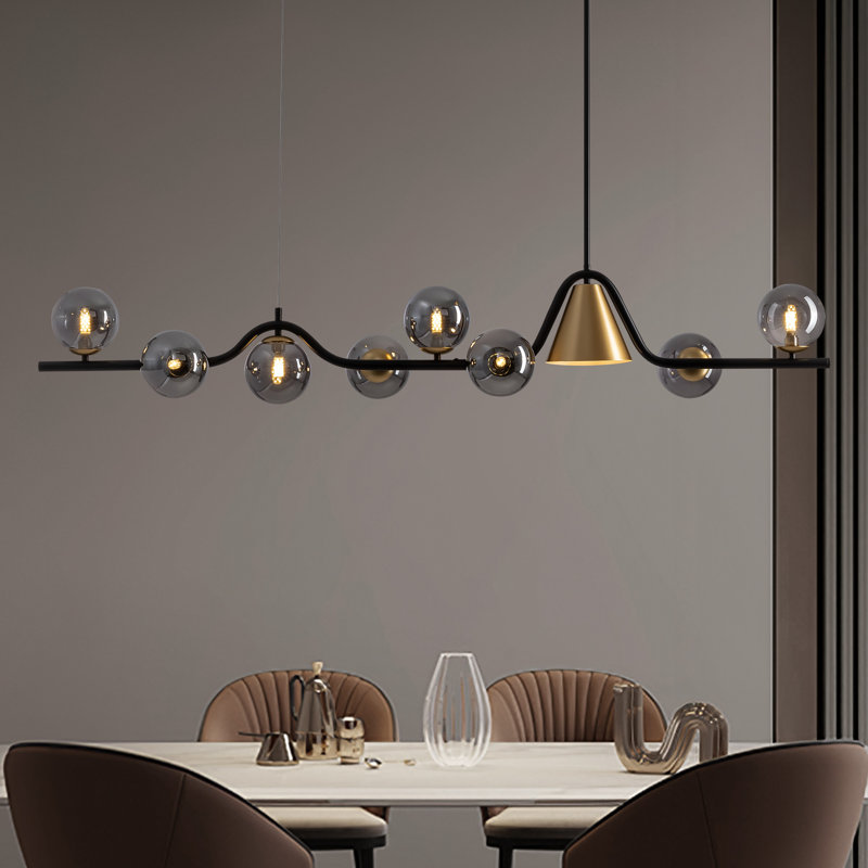9-Light Spherical Chandelier with Dimmable Kitchen Island