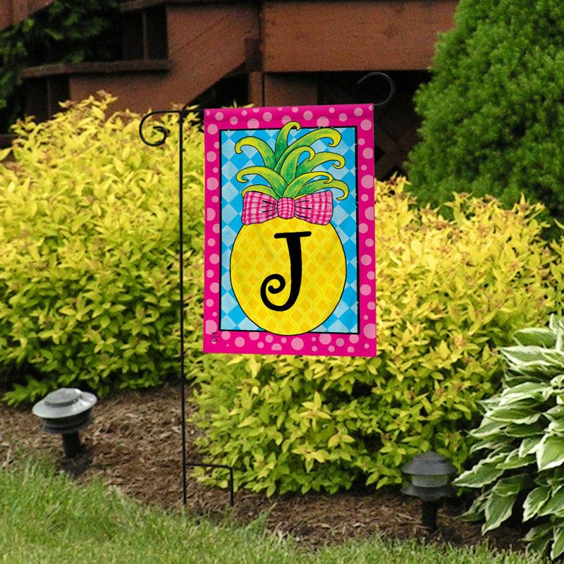 Pineapple Monogram Letter J Garden Flag