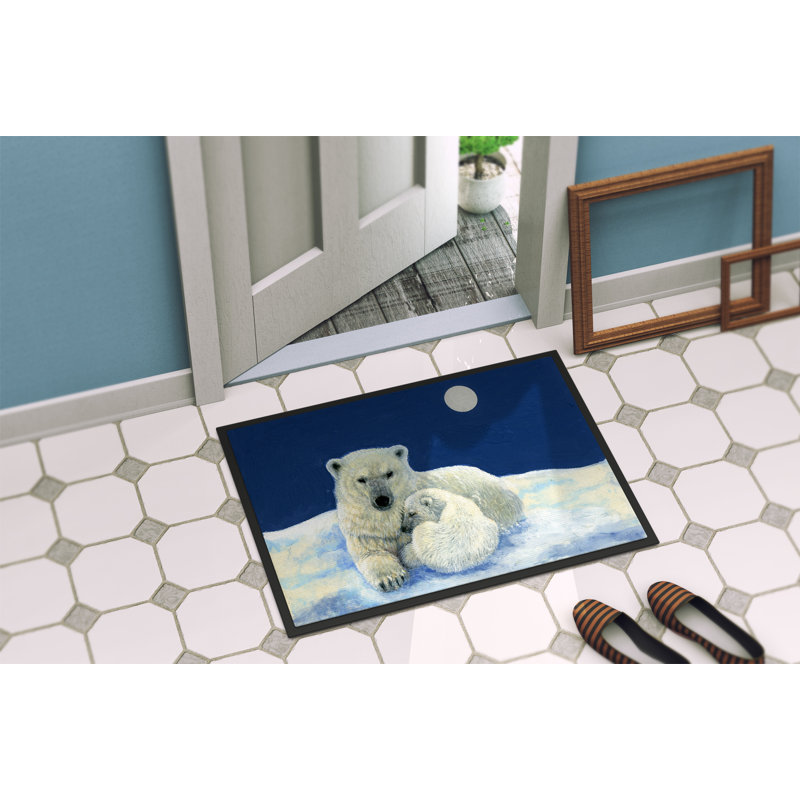 Tapis de porte pour l’extérieur antidérapant moonlight snuggle polaire ours, Rectangle 1 pi 6 po x 2 pi 3 po