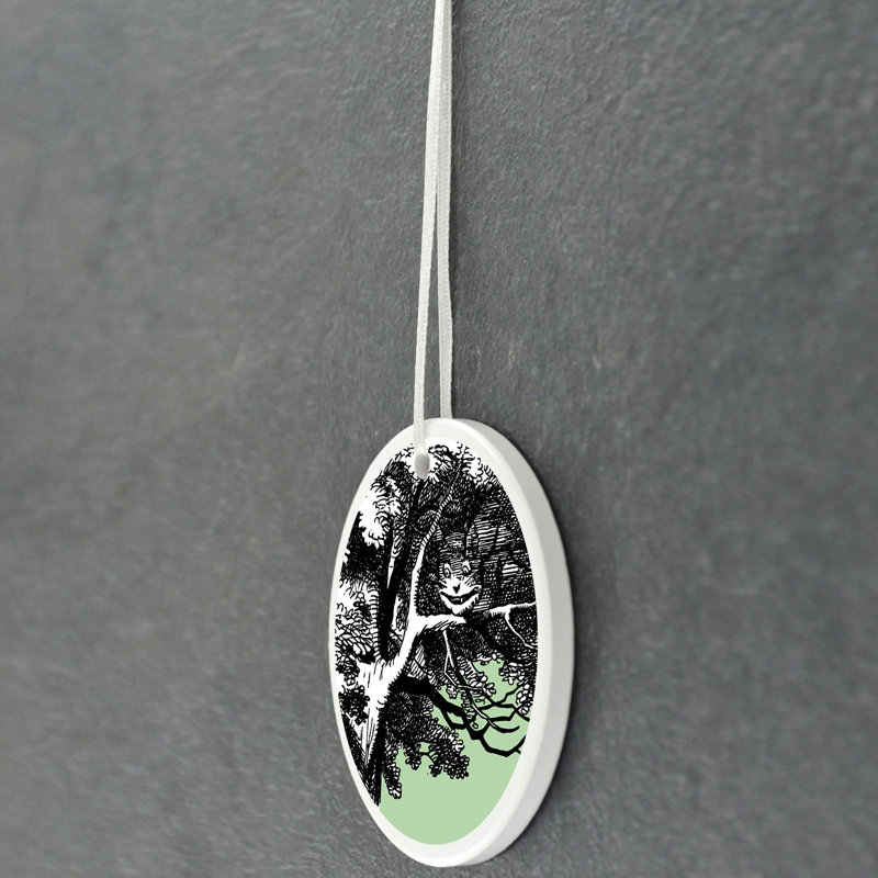 Cheshire Cat Alice In Wonderland Circle Shaped Ceramic Ornament Bauble