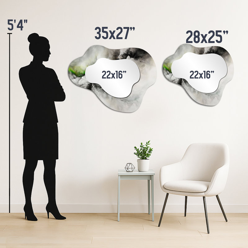 Miroir mural décoratif surdimensionné Glam - Celestial Marble Shift, imprimé sur métal, 27" x 35"