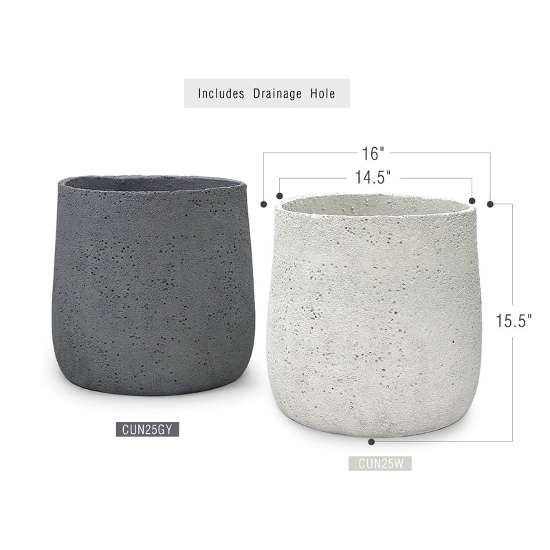 Graystone Floor Planter, White