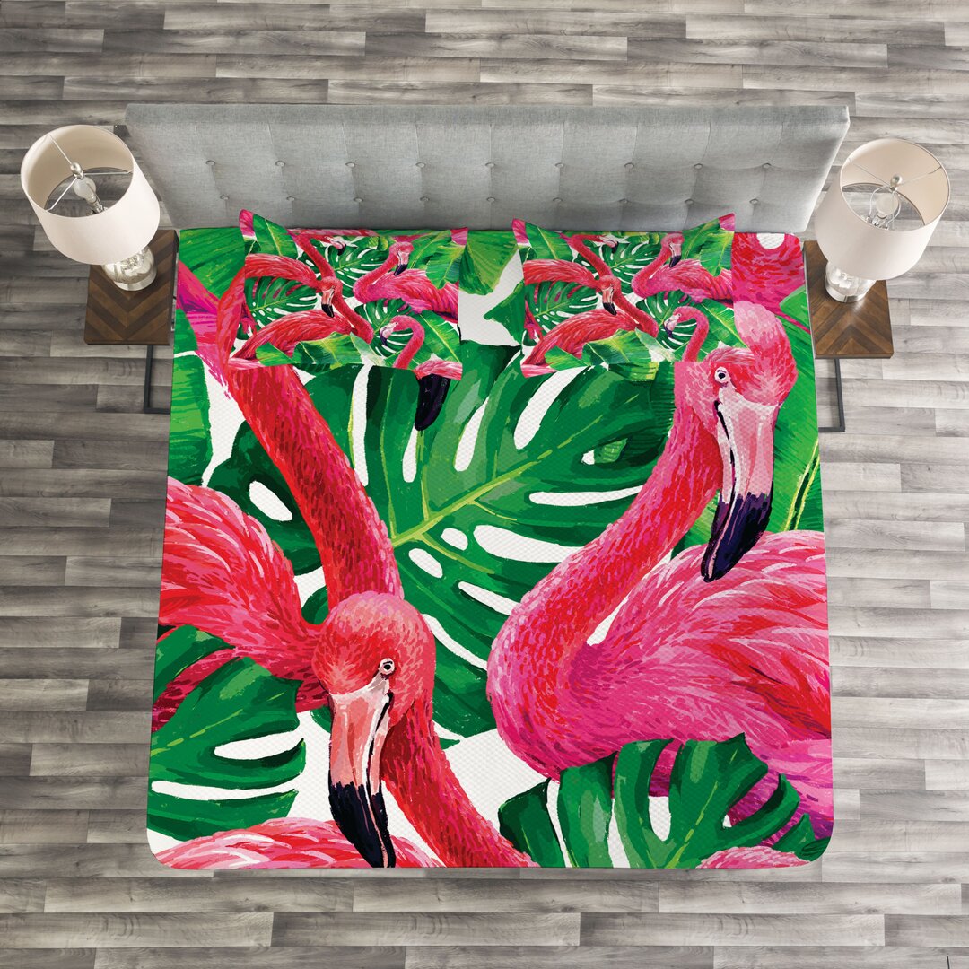 Tagesdecken-Set Flamingo mit passenden Sofakissen