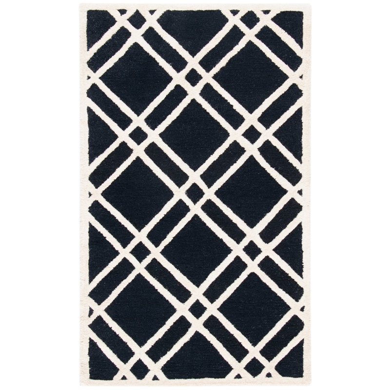 Deedgra Hand Tufted Wool Geometric Rug, Rectangle 2'6" x 4'