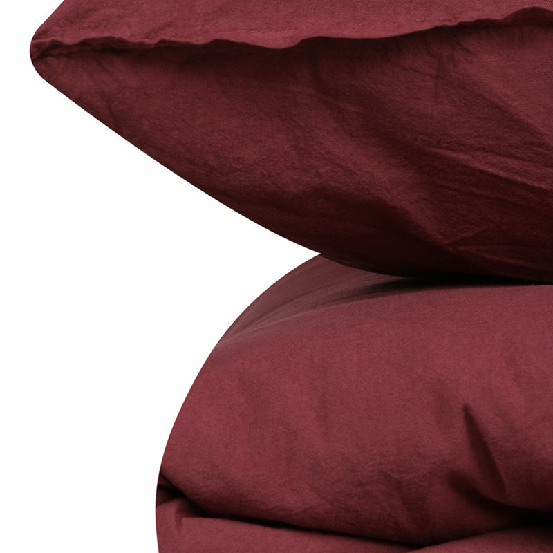 Ensemble de housse de couette 100% coton Snavely, Rouge foncé, Housse de couette très grand + 2 taies d'oreiller