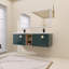 Ensemble de meuble-lavabo mural 68 po, 4 portes flottantes, lavabos en céramique et tablettes de rangement 68 po-545746035