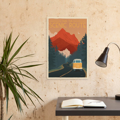«Born To Roam III - Adventure Blue Brown Bus Art»