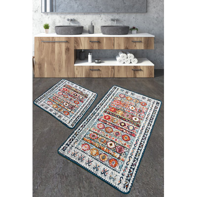 Ensemble de luxueux tapis de bain (2 pièces) en polyester antibactérien de 23,6 po x 39,4 po et de 19,7 po x 23,6 po | Poils doux de 0,4 po de hauteur, dessous antidérapant, lavable à la machine | Idéal pour le confort et la sécurité de la salle de bain
