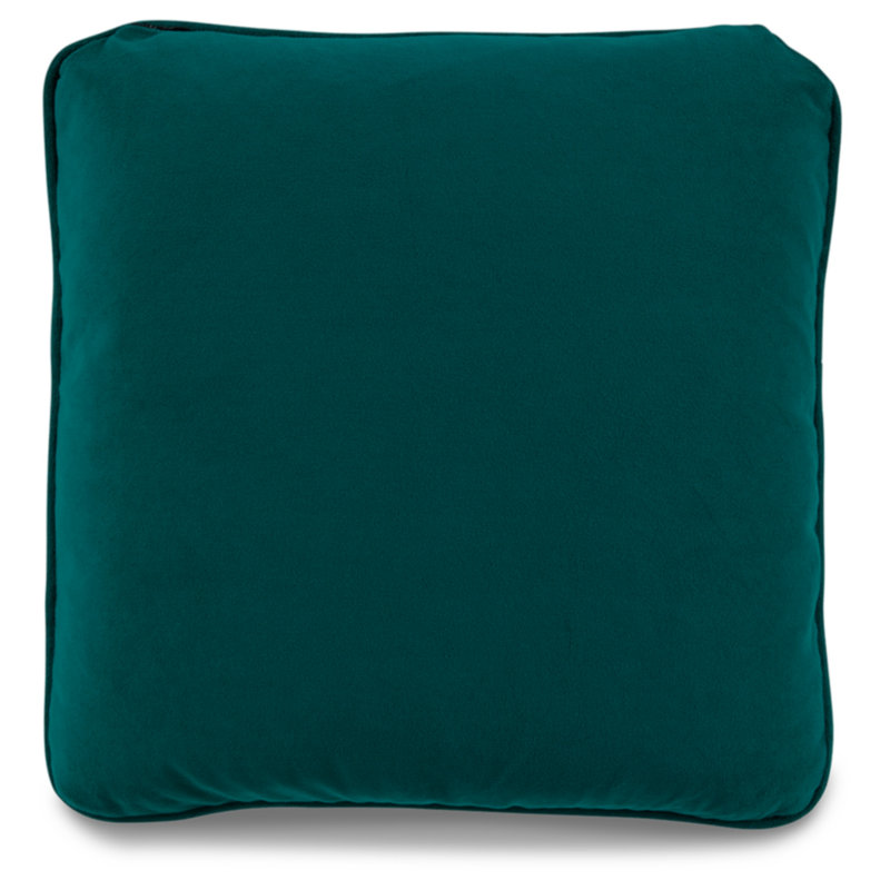 Caygan 20" Teal Polyester Square Pillow with Feather Fill
