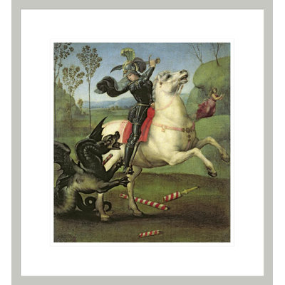 «St. George's Fighting with the Dragon» par Raphael, impression giclée encadrée