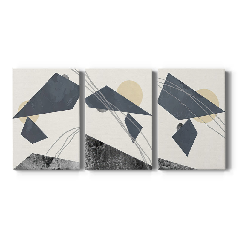 Diamond Slate I  -Custom Wrapped Gallery Canvas - 3 Pieces, 18" H x 36" W