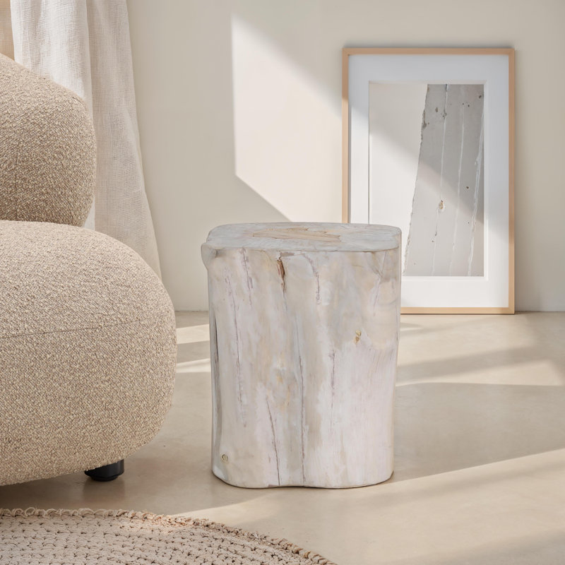 Gretchen Teak End Table, White
