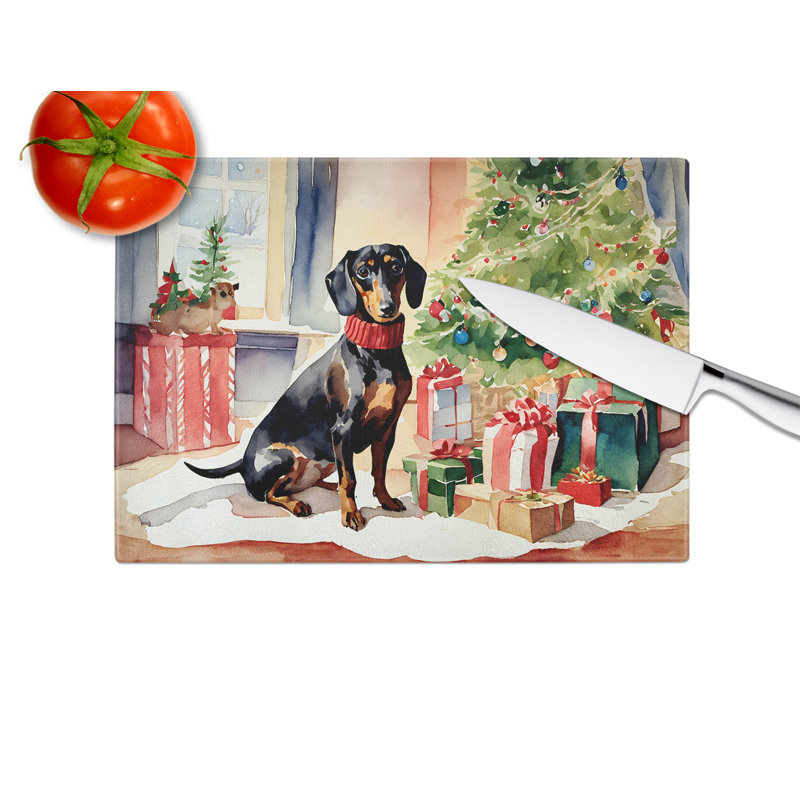 Grande planche à découper teckel Cozy Christmas