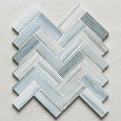 10 Sheet Peel and Stick Vinyl Backsplash Herringbone Blue Gray Palissandro Bluette Kitchen Wall Tile