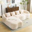 Canapé modulaire en L à compression complète avec méridienne incurvée, canapé modulaire en chenille beige, haute densité pour le salon en appartement
