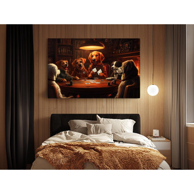 Dogs Playing Cards on High-Quality Canvas Print - Handcrafted Wall Decor - Stylish Art - Gift - Wall Decor, Painting Reproduction