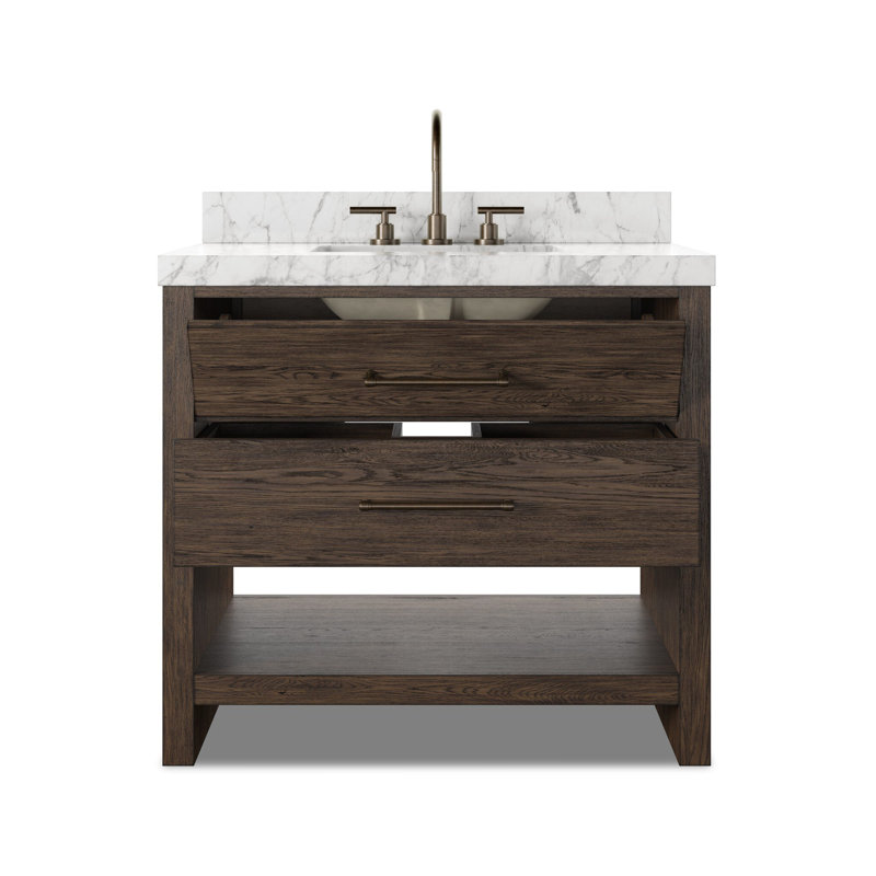 Anthem Single Vanity, Carrara Marble, Satin Espresso Oak