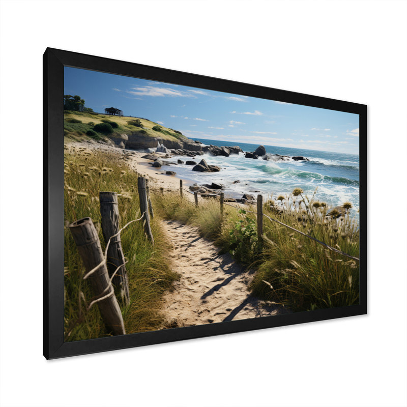 Paysage de plage Whittman Path sur toile, Cadre photo noir, H 16 po x l 32 po x P 1 po