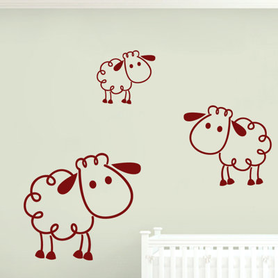 Ensemble de 3 décalcomanies murales pour moutons