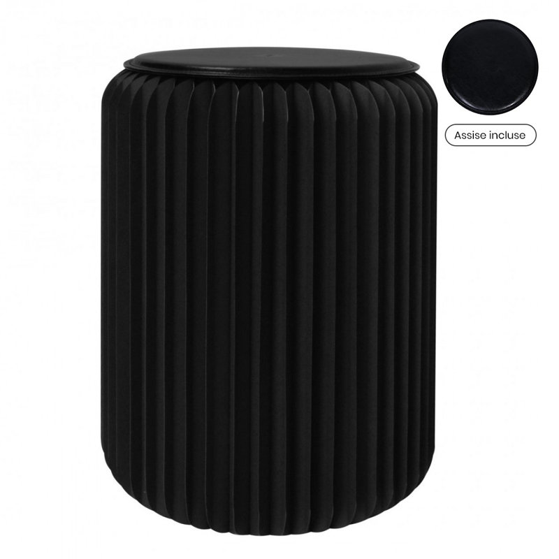 Cardboard Accent Stool, Black