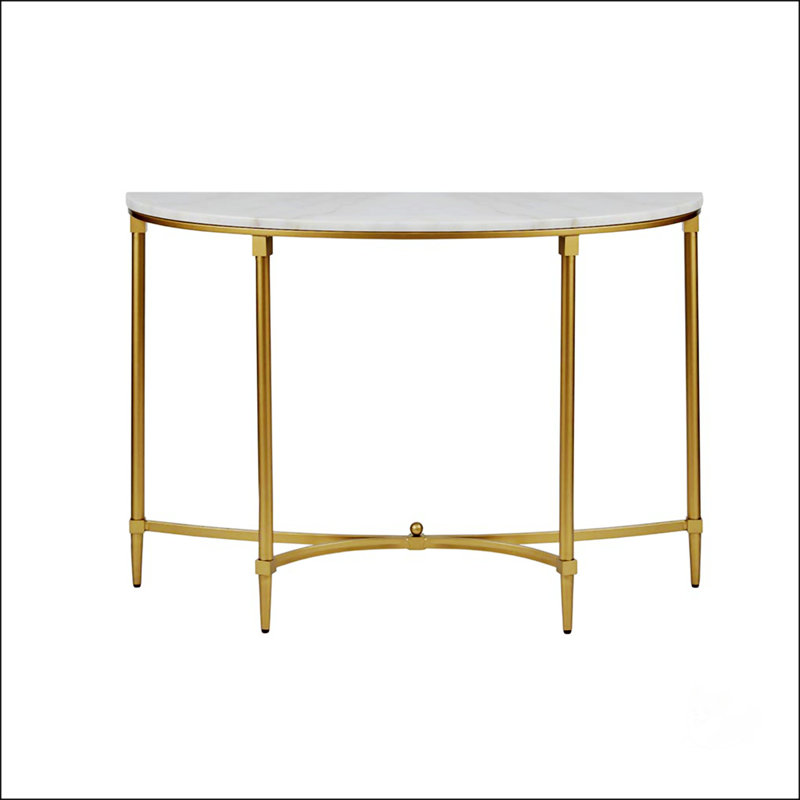 Console Bordeaux avec plateau en marbre blanc et pieds en métal doré, parfait pour les entrées sophistiquées et les espaces de vie.