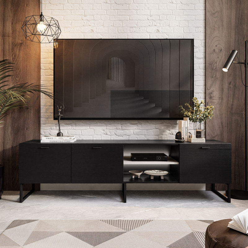 Quirama Moonlight 185 cm RTV Cabinet Cashmere, Black