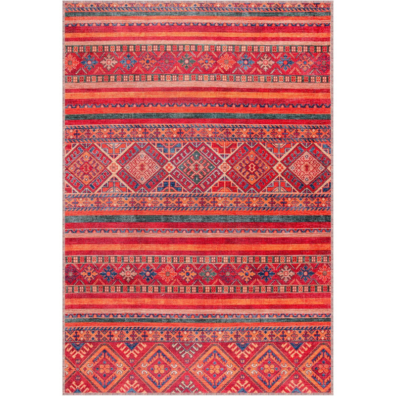 Non Slip Area Rugs Machine Washable Carpet Pad Entryway Rug Low Pile Modern Mat For Bedroom - 1322NR, Rectangle 80 x 240 cm