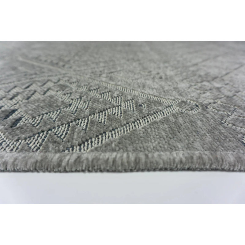 Perley Gray Machine Washable Non-Slip Base Durable Decorative Kilim Carpet, Rectangle 3' x 4'