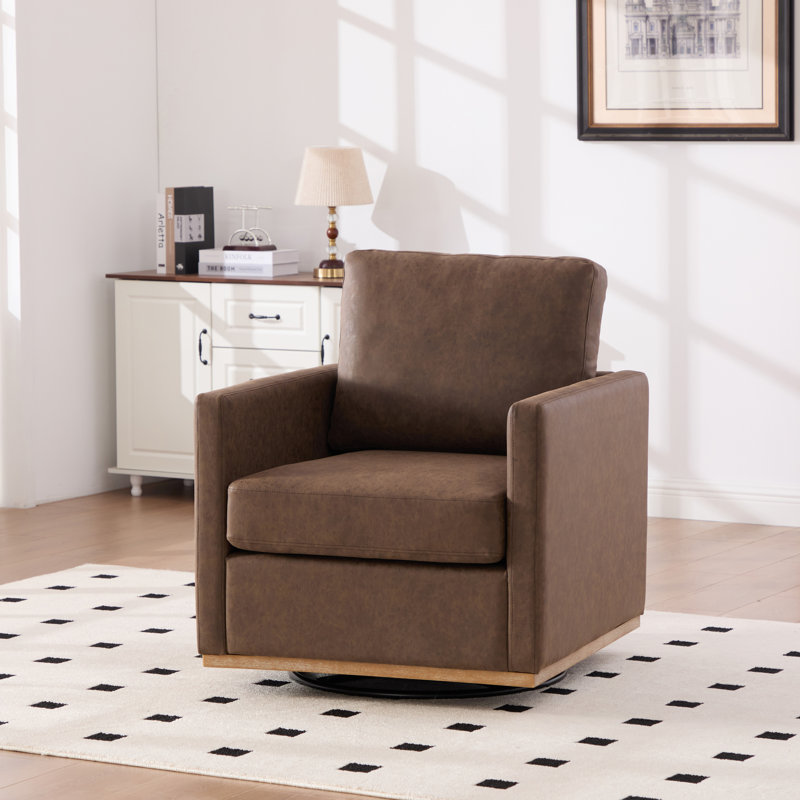 Fauteuil large pivotant rembourré, Café