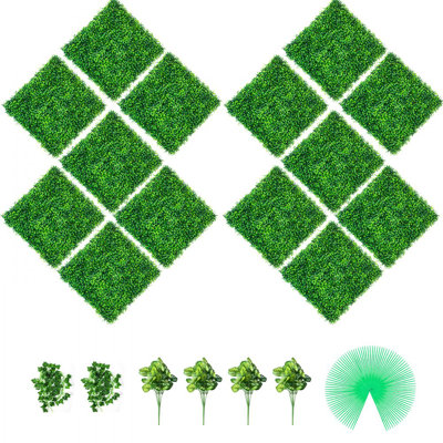 Panneaux de buis artificiels, 14 panneaux muraux de haie de buis 20 PCS x 20 po, mur de fond de gazon artificiel PE 1,6 po, écran de haie d'intimité pour la décoration extérieure, intérieure, jardin, clôture et cour arrière