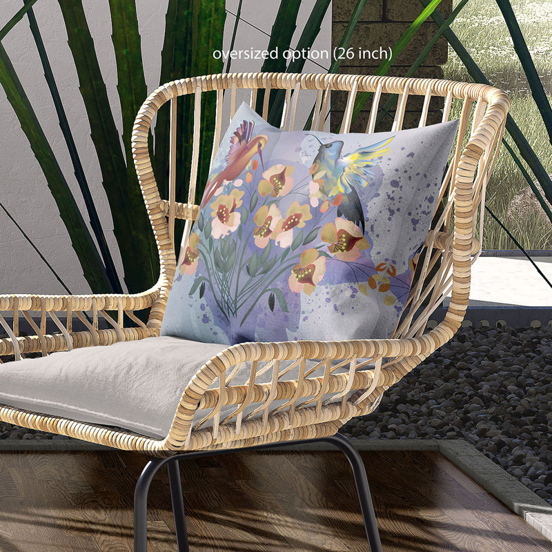 Housse de coussin en polyester pour l'intérieur et l'extérieur, 16 po x 16 po, Menthe pâle / jaune / bleu