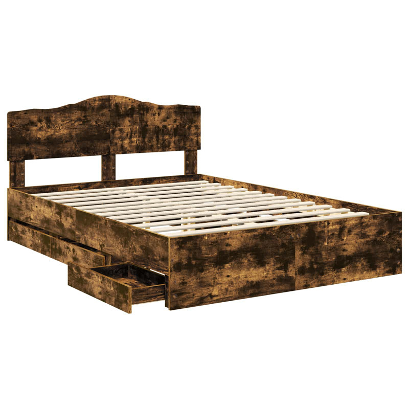 Bed, Smoked Oak, European Kingsize (160 x 200 cm)