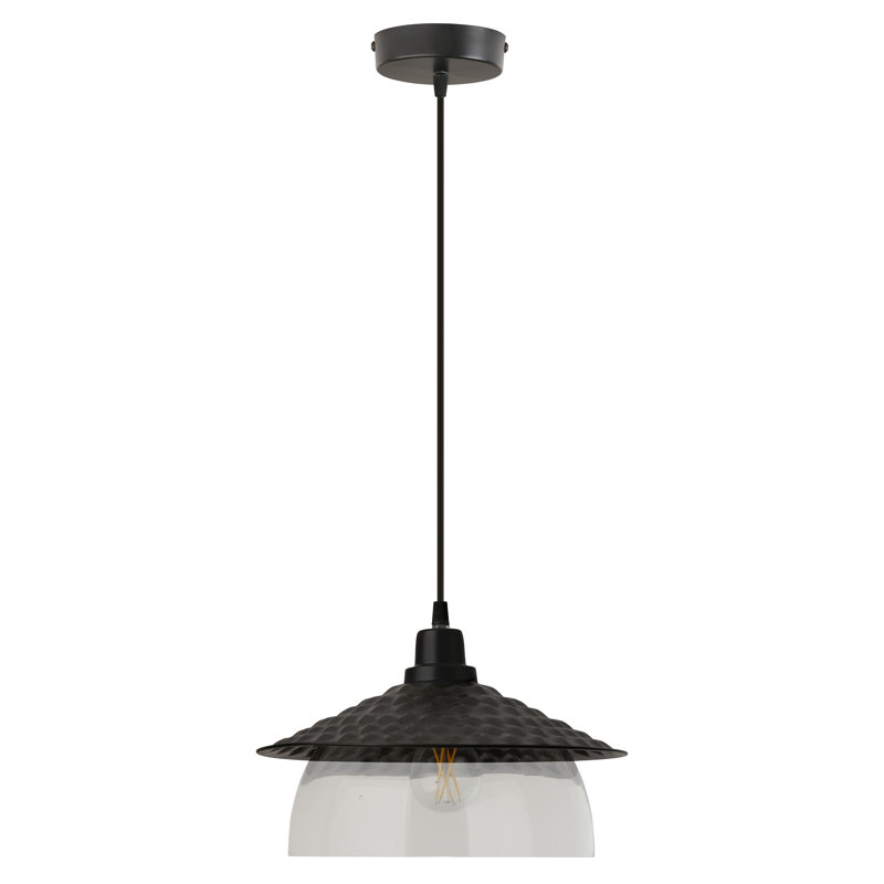 Lampe suspendue en forme de cône en satin noir l 11,8 po Leslie