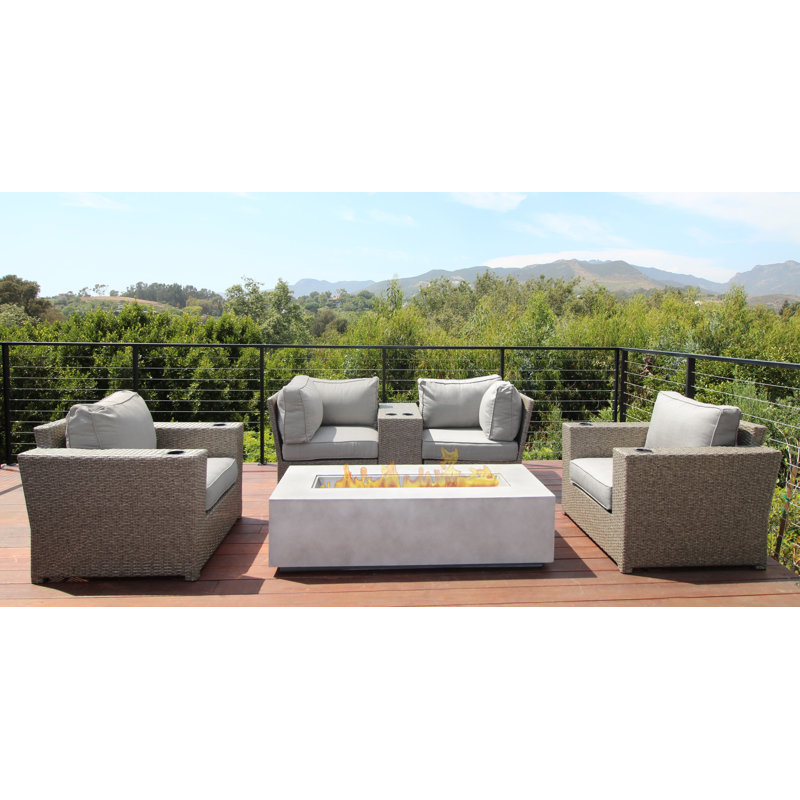 Athelene Wicker Fully Assembled 4 - Person Seating Group with Cushions