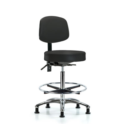 Ben Backed Adjustable Height Ergonomic Lab Stool with Footring Pedestal Base