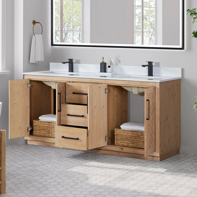 Meuble-lavabo double 72 po avec miroir Anais