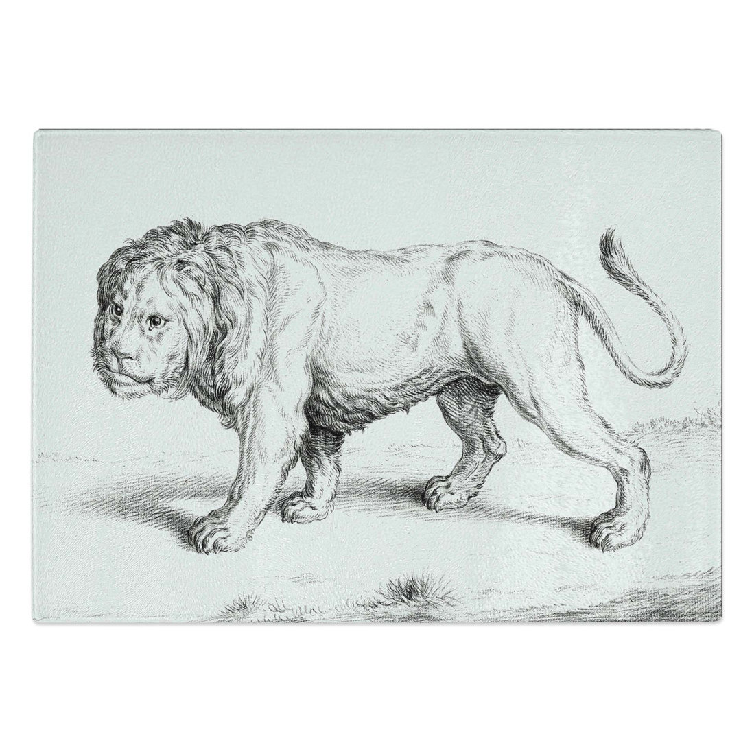 Tempered Glass Prowling Lion by Jean Bernard Chopping Board