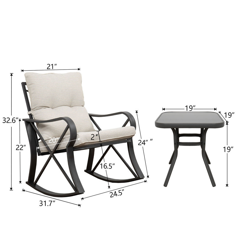 Ensemble bistro 2 places avec coussins Fultonham, Beige