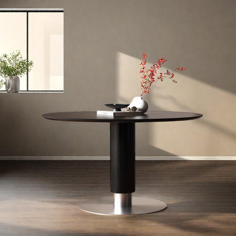 Table ronde décontractée Modern Slimal Rock, Noir, noir, noir, noir, H 29,52 po x L 51,18 po x l 51,18 po